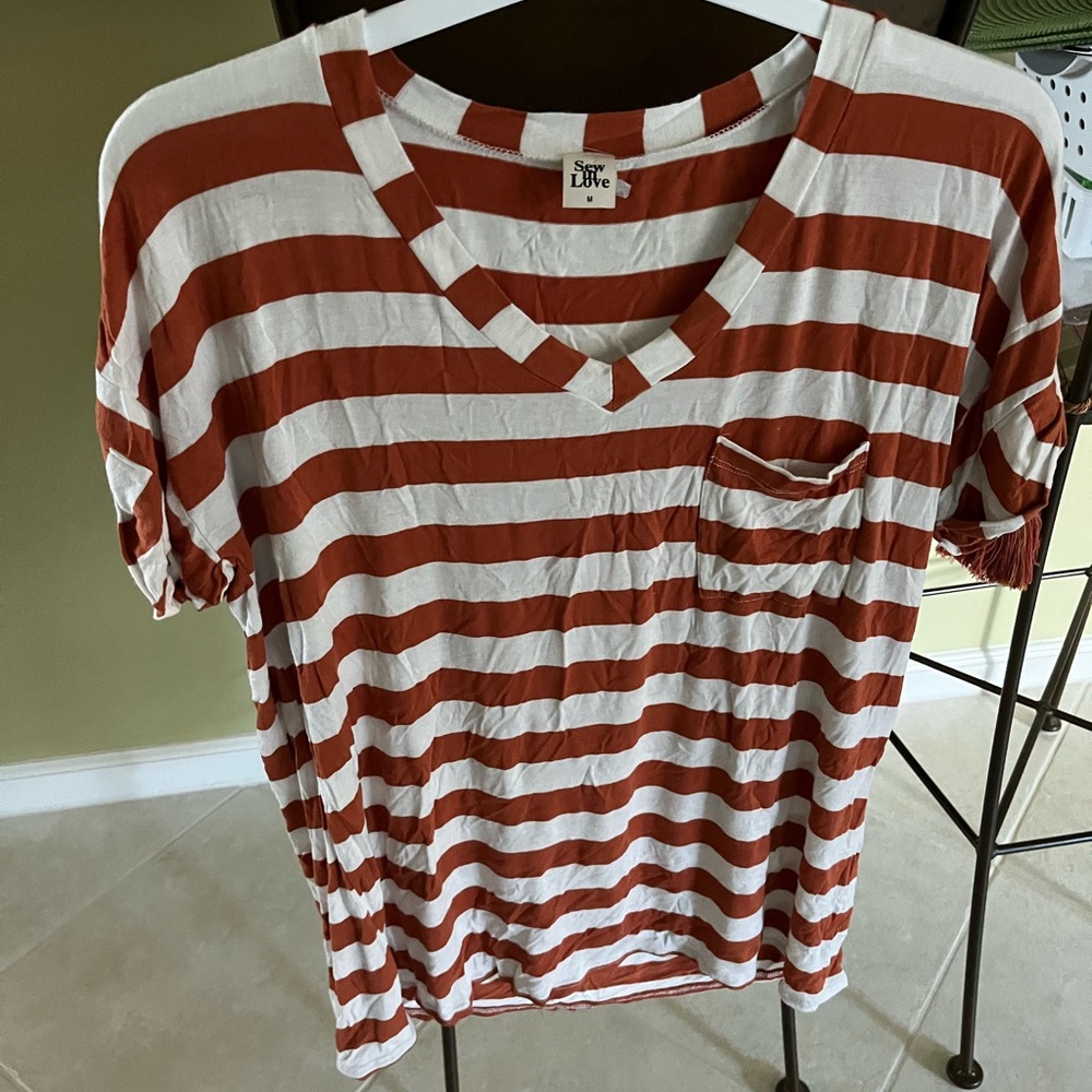 Sew In Love Burnt Orange and White Stripes
